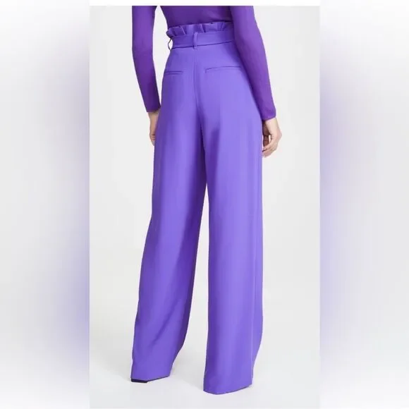 NWT Alice and Olivia Farrel Pleated Paperbag-Waist Pants
